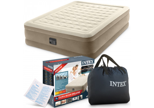 Intex 64428 Надувная кровать двуспальная с встроенным насосом Intex (152х203х46)